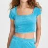 New ???? Alo Yoga Terry Beachside Short Sleeve ???? Shirt Blue Splash ????