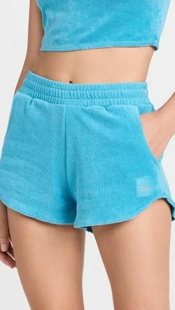 New ???? Alo Yoga Terry High Waist Beachside Shorts Blue Splash ????
