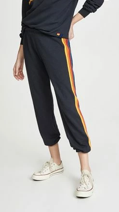 Promo ???? Aviator Nation 5 Stripe Sweatpants Charcoal ????