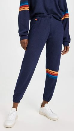 Cheapest ✔️ Aviator Nation Rainbow Stitch Sweatpants Navy ????