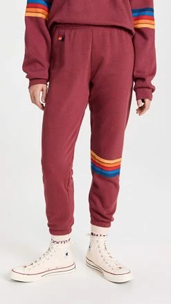 Best deal ❤️ Aviator Nation Rainbow Stitch Sweatpants Claret ????