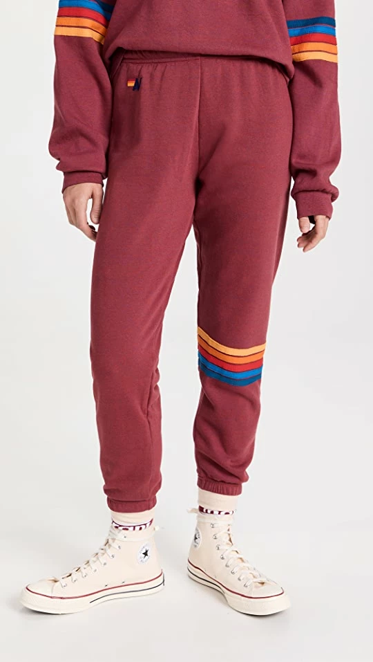 Best deal ❤️ Aviator Nation Rainbow Stitch Sweatpants Claret ???? 1 Best deal ❤️ Aviator Nation Rainbow Stitch Sweatpants Claret ????