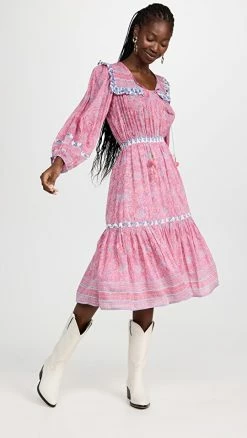 Buy ???? Bell Maci Midi ???? Dress Pink Purple Floral ????