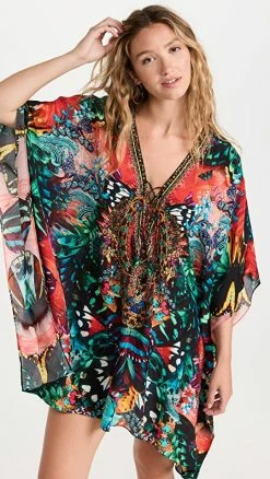 Best Pirce ⭐ Camilla Short Lace Up Caftan In A Flutter ????
