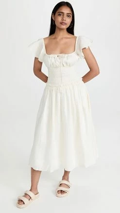 Best reviews of ✔️ Charina Sarte Linen Smocked ???? Dress Cream ????