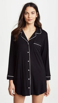 New ???? Eberjey Gisele Sleep ???? Shirt Black/Sorbet Pink ⌛