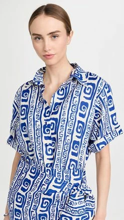 Flash Sale ???? FAITHFULL THE BRAND Delora ???? Shirt Island Print - Pacific Blue ????