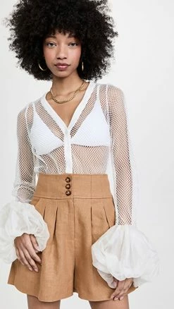 Budget ???? Fe Noel Puff Sleeve Cardigan Bone ????