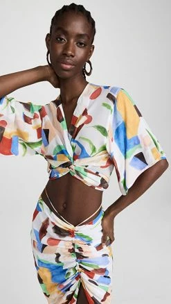 Best reviews of ???? Just BEE Queen Hana Top Abstract Leaf Print ????