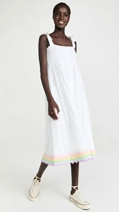 Coupon ???? Juliet Dunn Tie Shoulder ???? Dress White/Pastel Rainbow ❤️