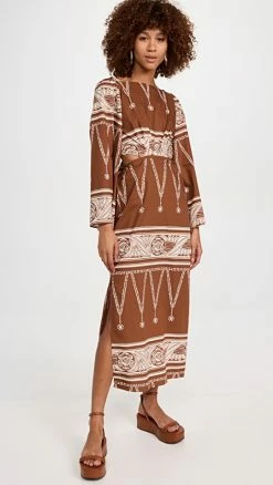 Best deal ???? Johanna Ortiz Underwater Sanctuary Midi ???? Dress Ornaments Maya Ecru/Tabasco ????