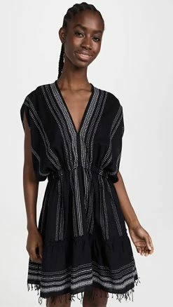 Best Pirce ???? Lemlem Leliti Short Plunge Neck ???? Dress Black ????