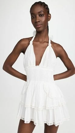 Cheapest ???? LoveShackFancy Deanna Halter ???? Dress True White ????