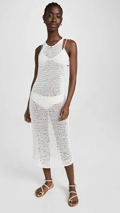 Best Pirce ???? MIKOH Genoa Knit Racerback Midi ???? Dress Bone ????