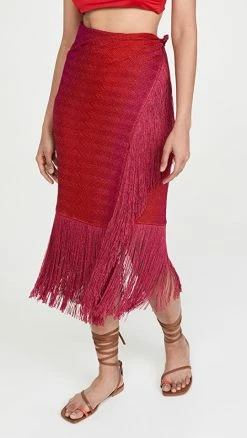 Wholesale ✔️ Missoni Metallic Knit Pareo With Fringe Red ????