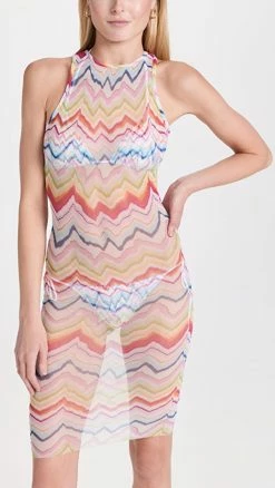 Best Pirce ???? Missoni Sleeveless Mini-Dress Cover-Up Chevron Multicolor ❤️