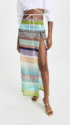 Best Pirce ???? Missoni Long Beach ???? Skirt Green/Turquoise Multicolor ????