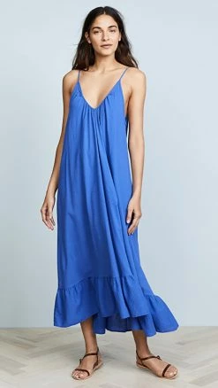Cheap ???? 9seed Paloma Ruffle Maxi ???? Dress Blueberry ❤️