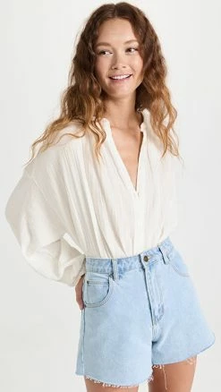 Deals ???? 9seed Poet's Beach Blouse White ????