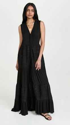 Cheapest ???? Playa Lucila Eyelet Maxi ???? Dress Black ????