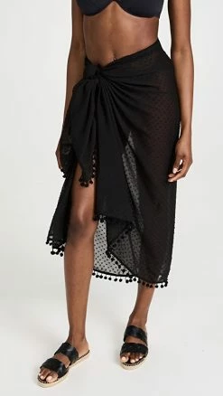 Budget ???? Playa Lucila Embroidered Sarong Black ????