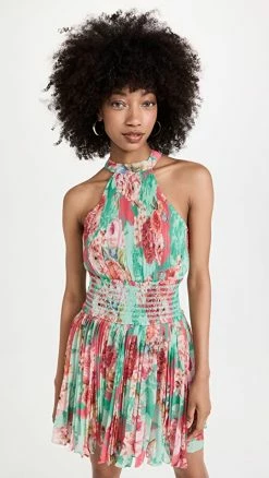 Best reviews of ???? ROCOCO SAND Pleated Short ???? Dress Mint Green/Coral ????