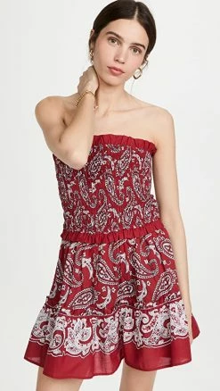 Buy ???? Sea Theodora Paisley Strapless Coverup ???? Dress Red ????