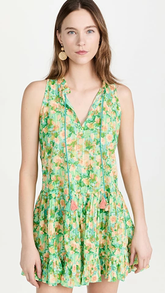 Brand new ???? Shoshanna Tiered Ruffle ???? Dress Watercolor Green/Coral ???? 1 Brand new ???? Shoshanna Tiered Ruffle ???? Dress Watercolor Green/Coral ????