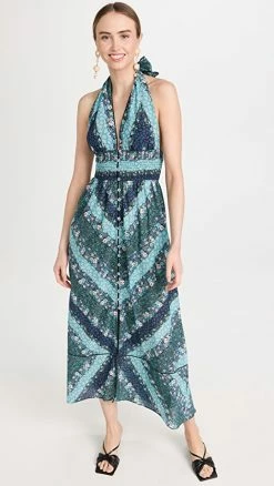 Best reviews of ✔️ Shoshanna Smocked Halter Midi ???? Dress Blue Reef Multi ????