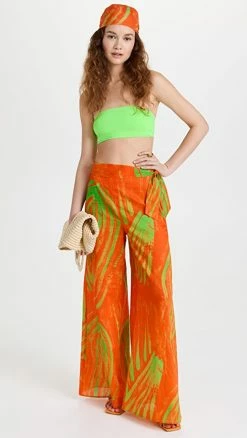 Deals ???? Simon Miller Lagga Pants Abstract Leaf-Tango Tangerine ????