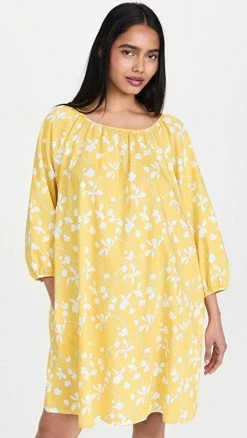 Buy ???? Sleepy Jones Lily Night ???? Dress Yellow/White ????