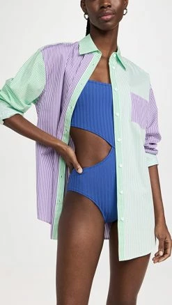 Promo ???? Solid & Striped The Oxford Tunic Mint/Seafoam/Amethyst ????