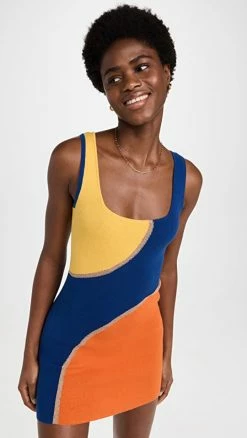 Cheap ⌛ Solid & Striped The Kimberly Mini ???? Dress Blue/Marmalade/Buttercup ⌛