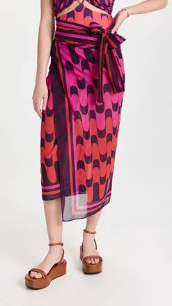 Cheapest ???? Silvia Tcherassi Giulia ???? Skirt Pareo Plum Rouge Flowers ????