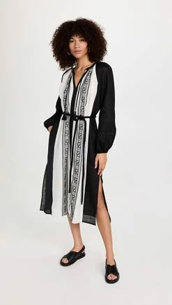 Flash Sale ???? Tory Burch Embroidered Caftan Black/Ivory ????