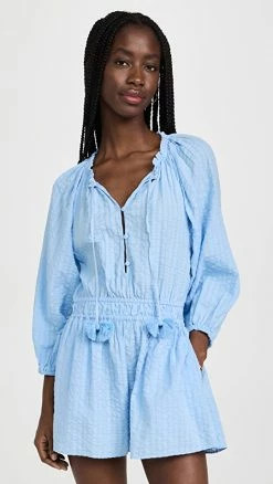 Deals ???? Tanya Taylor Vanna Romper Horizon Blue ????