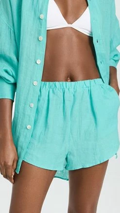 Cheap ???? Vitamin A Tallows Shorts EcoLinen Aqua ????
