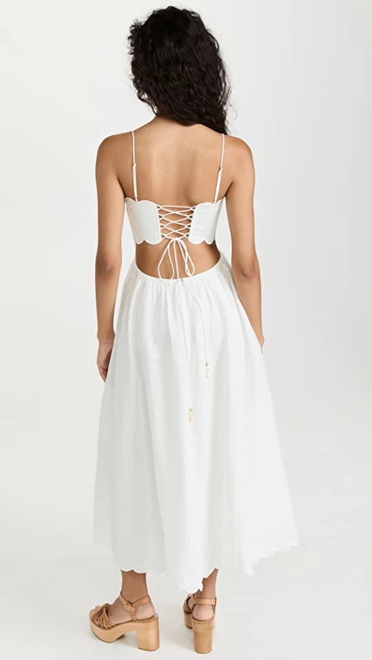 Hot Sale ???? Zimmermann Jude Scallop Midi ???? Dress Ivory ???? 2 Hot Sale ???? Zimmermann Jude Scallop Midi ???? Dress Ivory ???? - Image 2