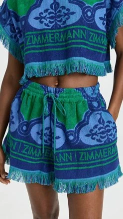 Promo ???? Zimmermann Tiggy Terry Shorts Blue/Green ????