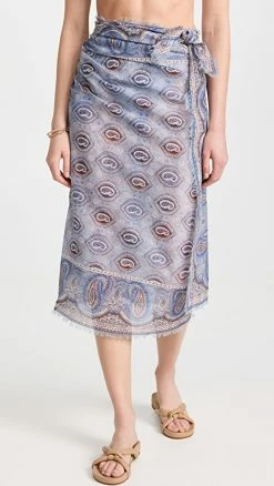 Best Sale ???? Zimmermann Fringe Cotton Pareo Blue Paisley ????